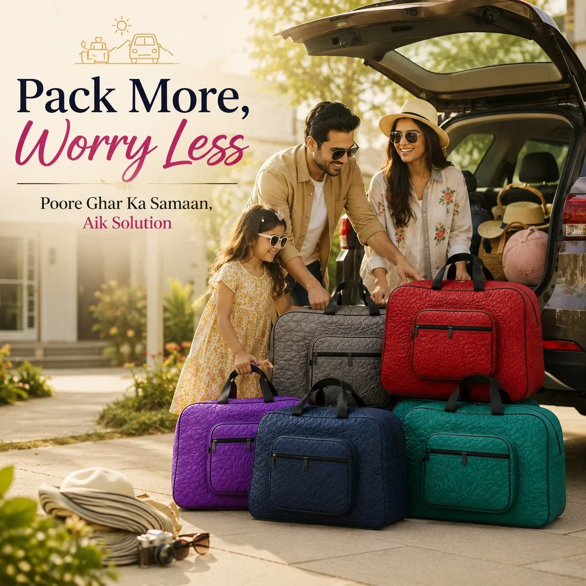 Signature Carry Ease Quilted Bag - Storage & Travelling Bag [White]