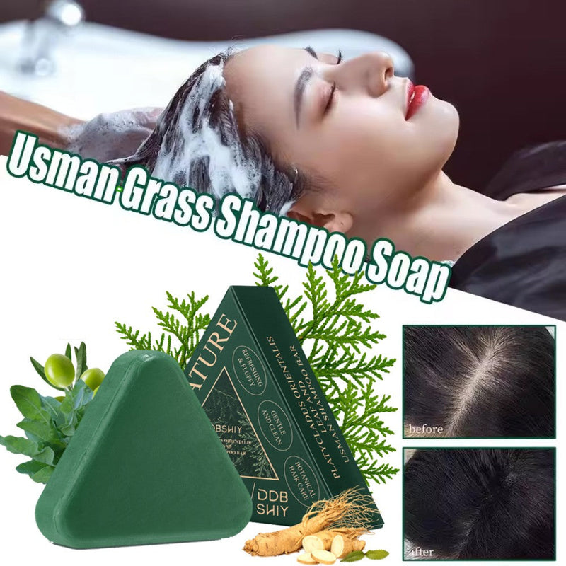 Herbal Platycladus Orientalis Shampoo Soap Usman-Grass Anti Hair Loss Soap 120g